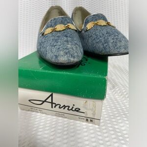 Annie denim shoes size 8N slip on pumps #6202 vintage